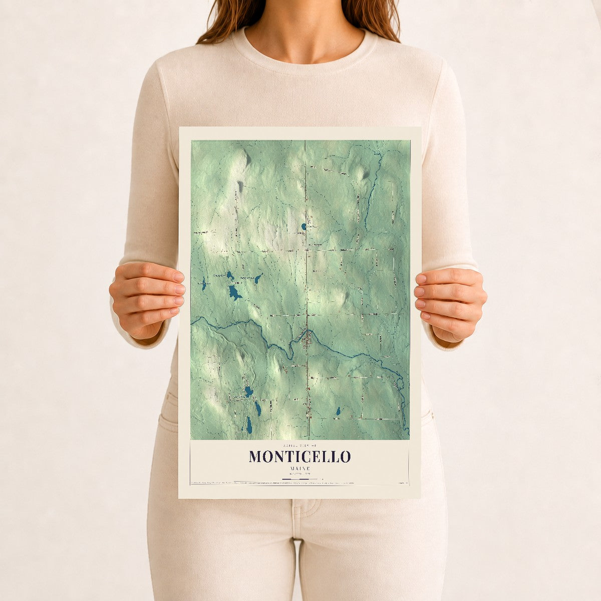 Monticello, Maine map print - 12 x 18 archival matte print