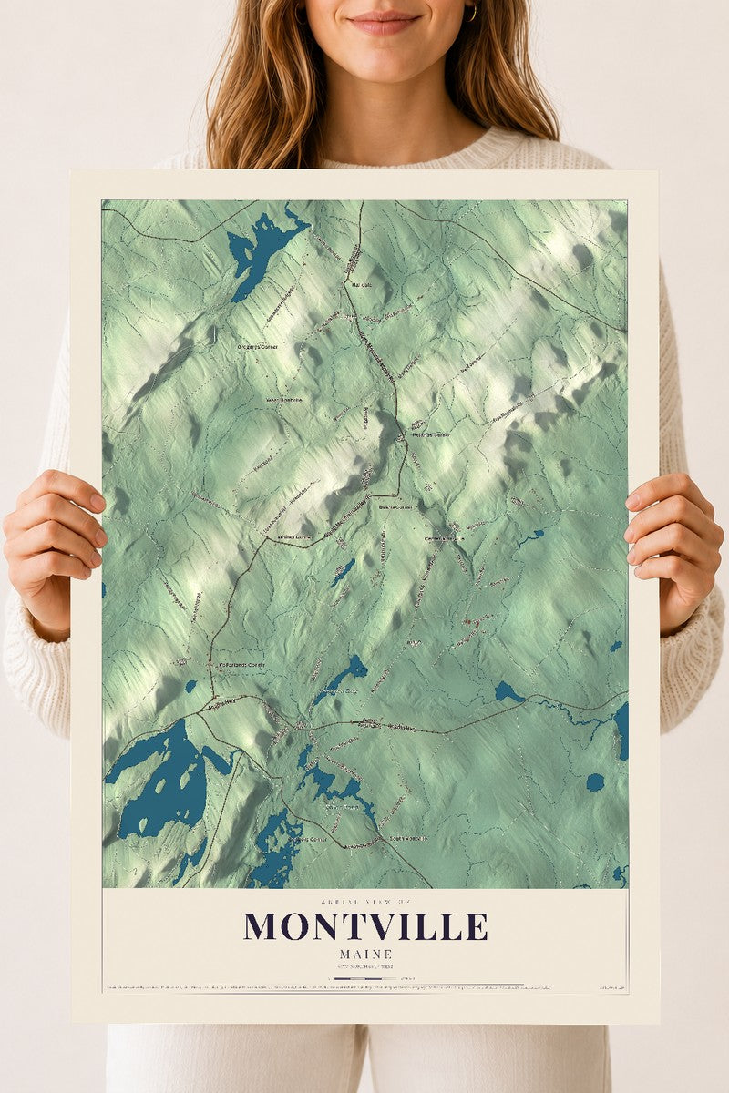 Montville, Maine map print - 18 x 24 archival matte print