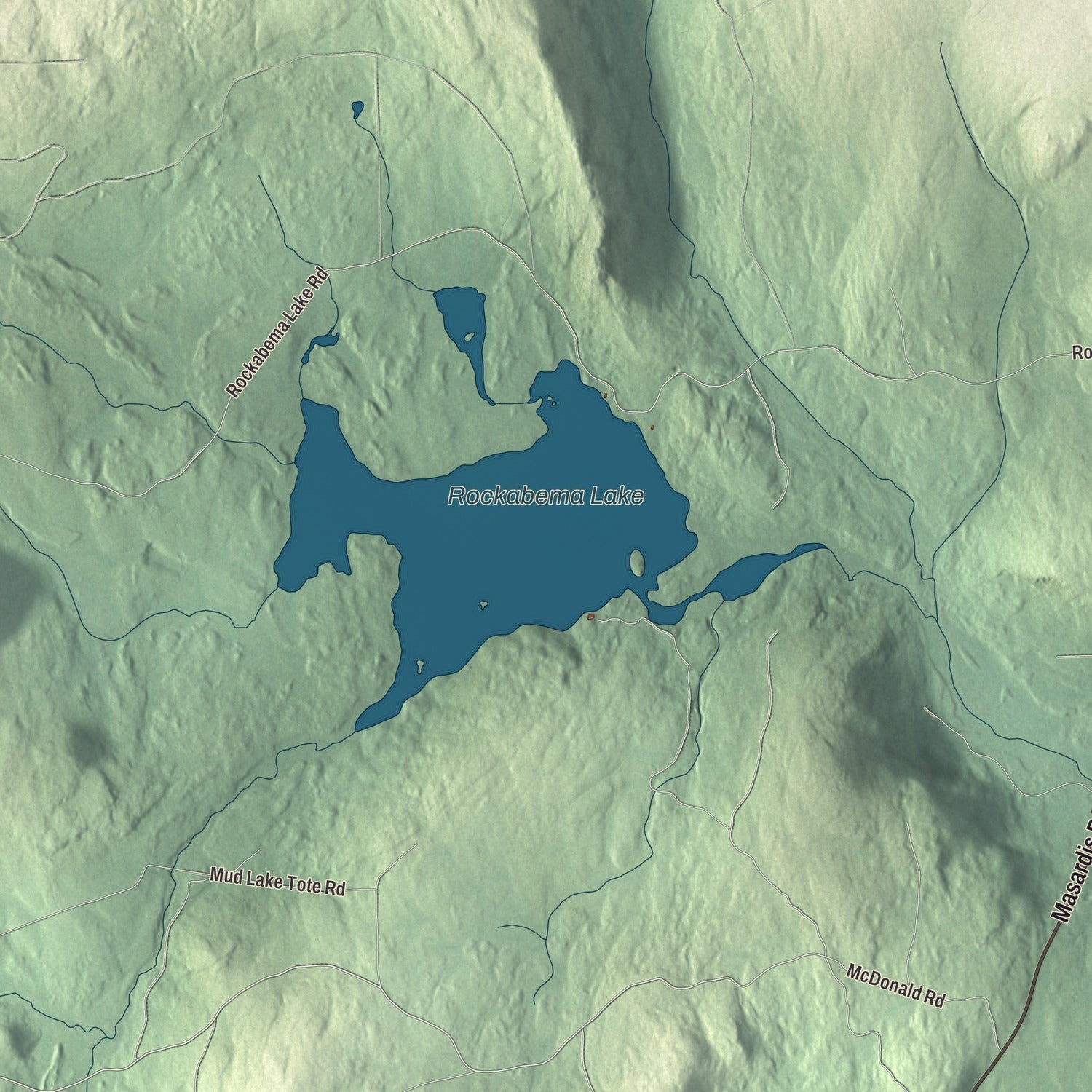 Terrain and local geography detail from the Moro, Maine map