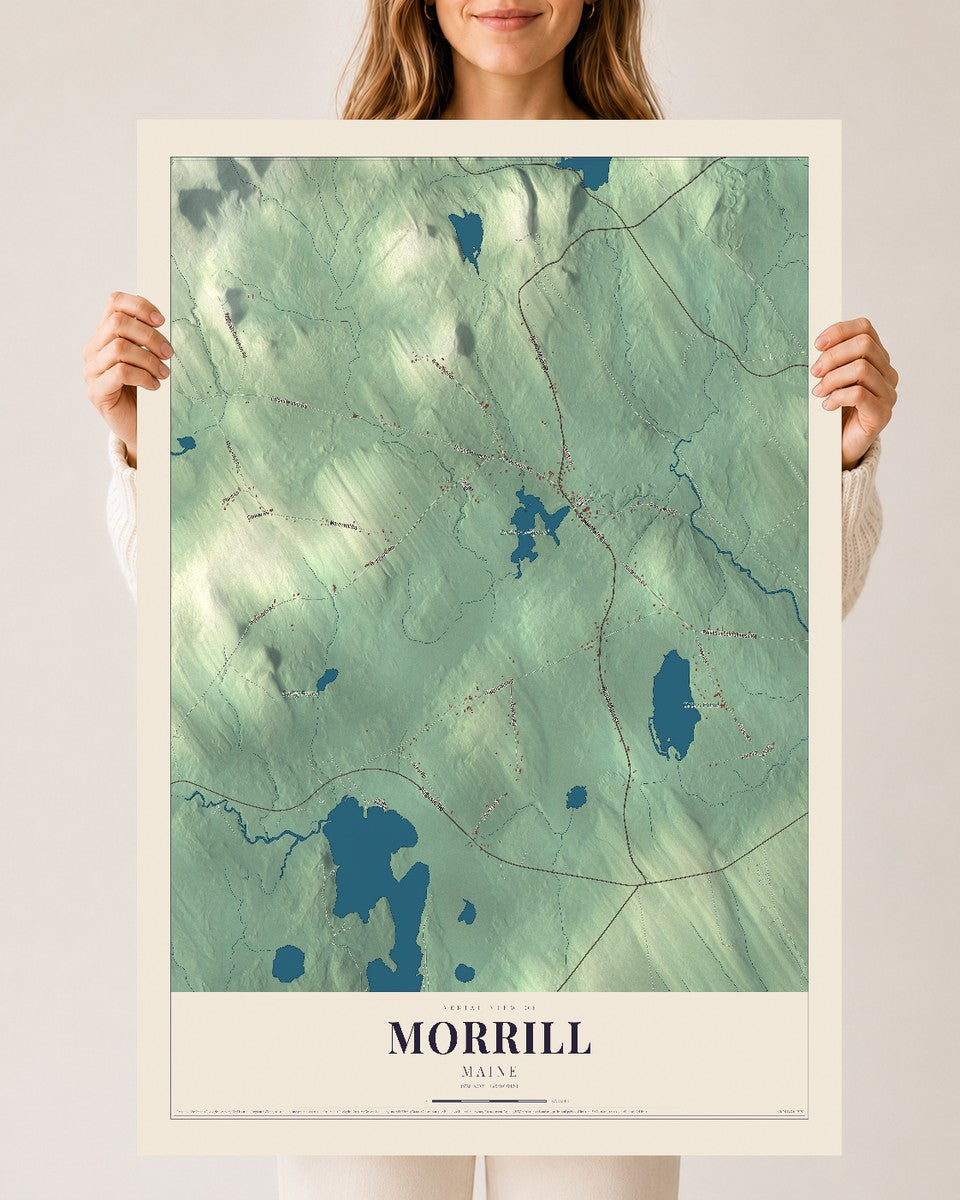 Morrill, Maine map print - 24 x 36 archival matte print