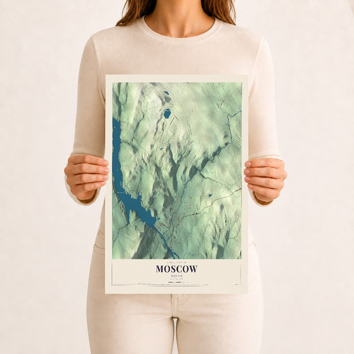 Moscow, Maine map print - 12 x 18 archival matte print