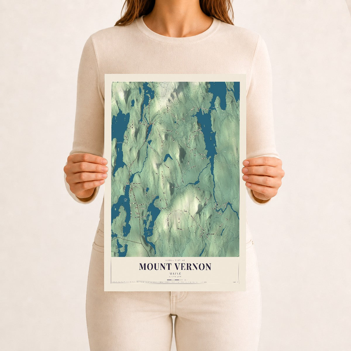 Mount Vernon, Maine map print - 12 x 18 archival matte print