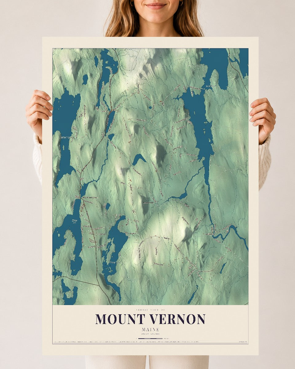Mount Vernon, Maine map print - 24 x 36 archival matte print