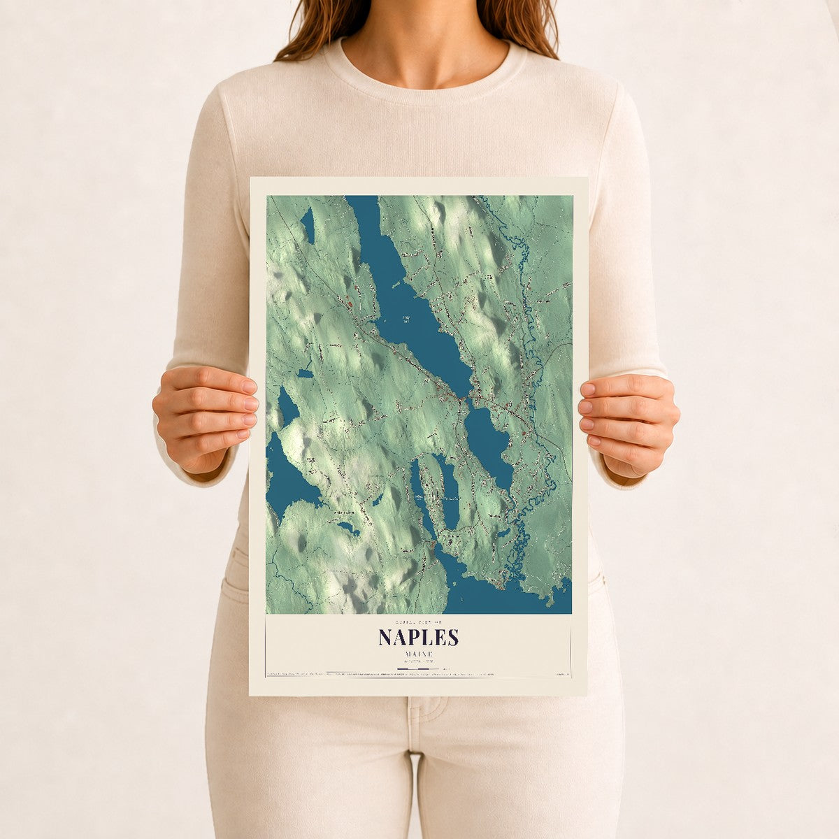Naples, Maine map print - 12 x 18 archival matte print