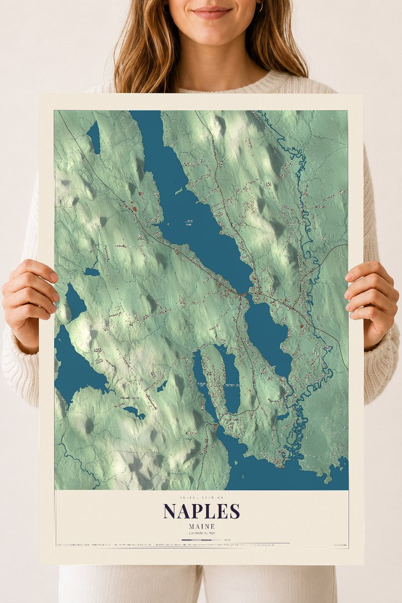 Naples, Maine map print - 18 x 24 archival matte print