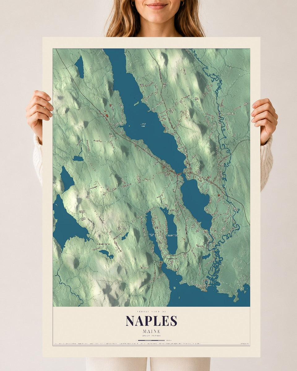 Naples, Maine map print - 24 x 36 archival matte print