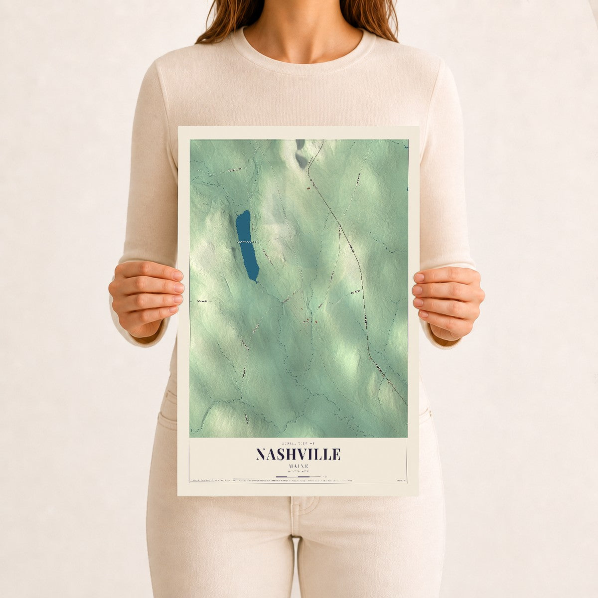 Nashville, Maine map print - 12 x 18 archival matte print