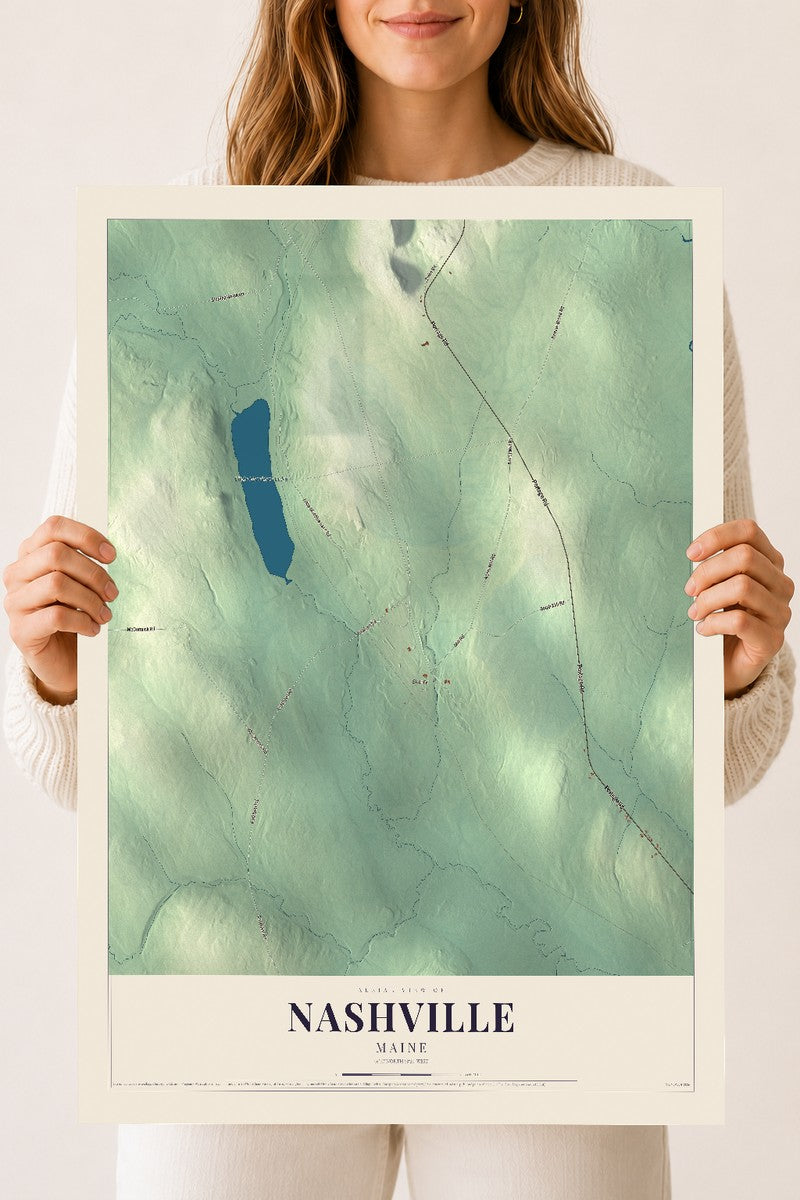 Nashville, Maine map print - 18 x 24 archival matte print