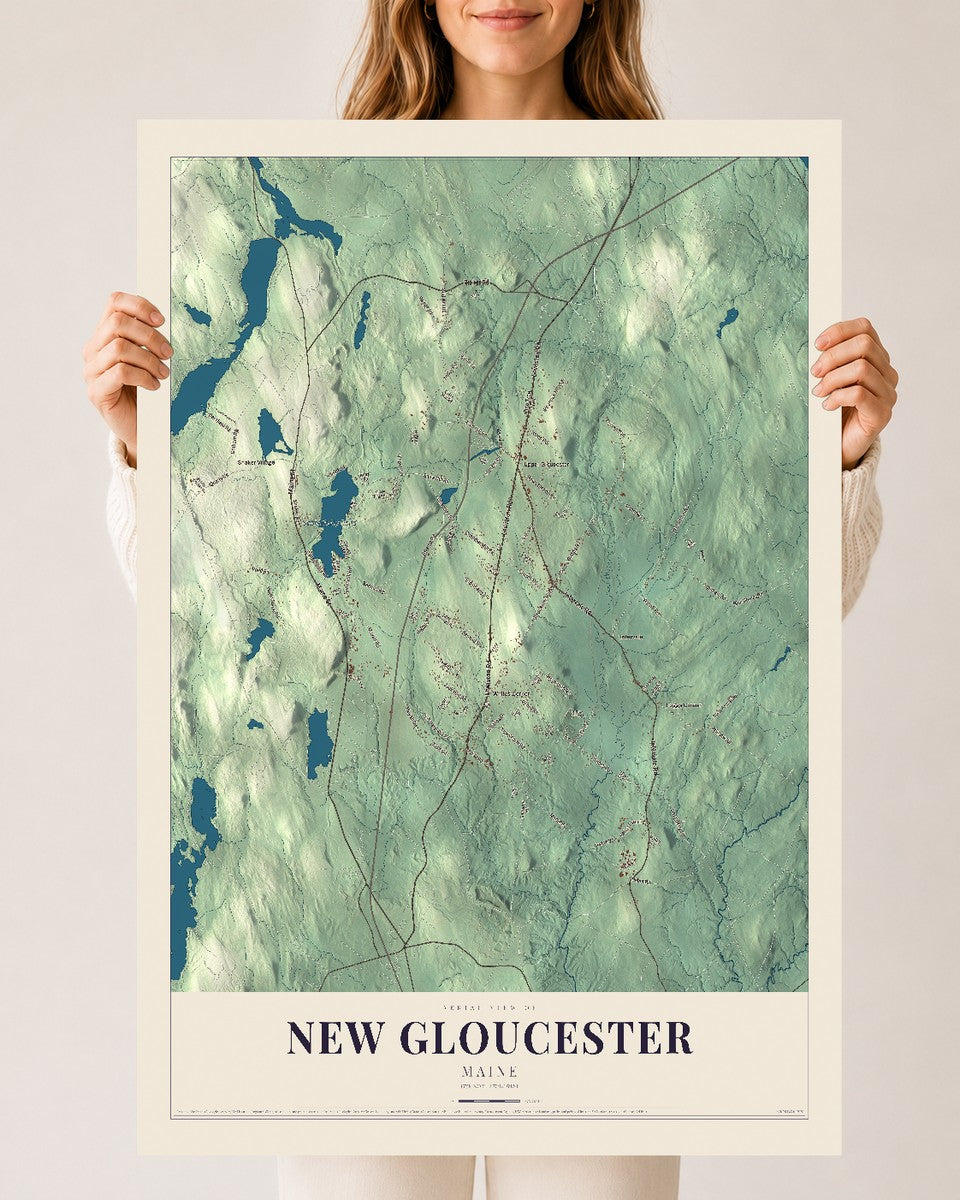 New Gloucester, Maine map print - 24 x 36 archival matte print