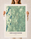 Map of New Gloucester, Maine, 24 x 36 inch print in a white wood frame