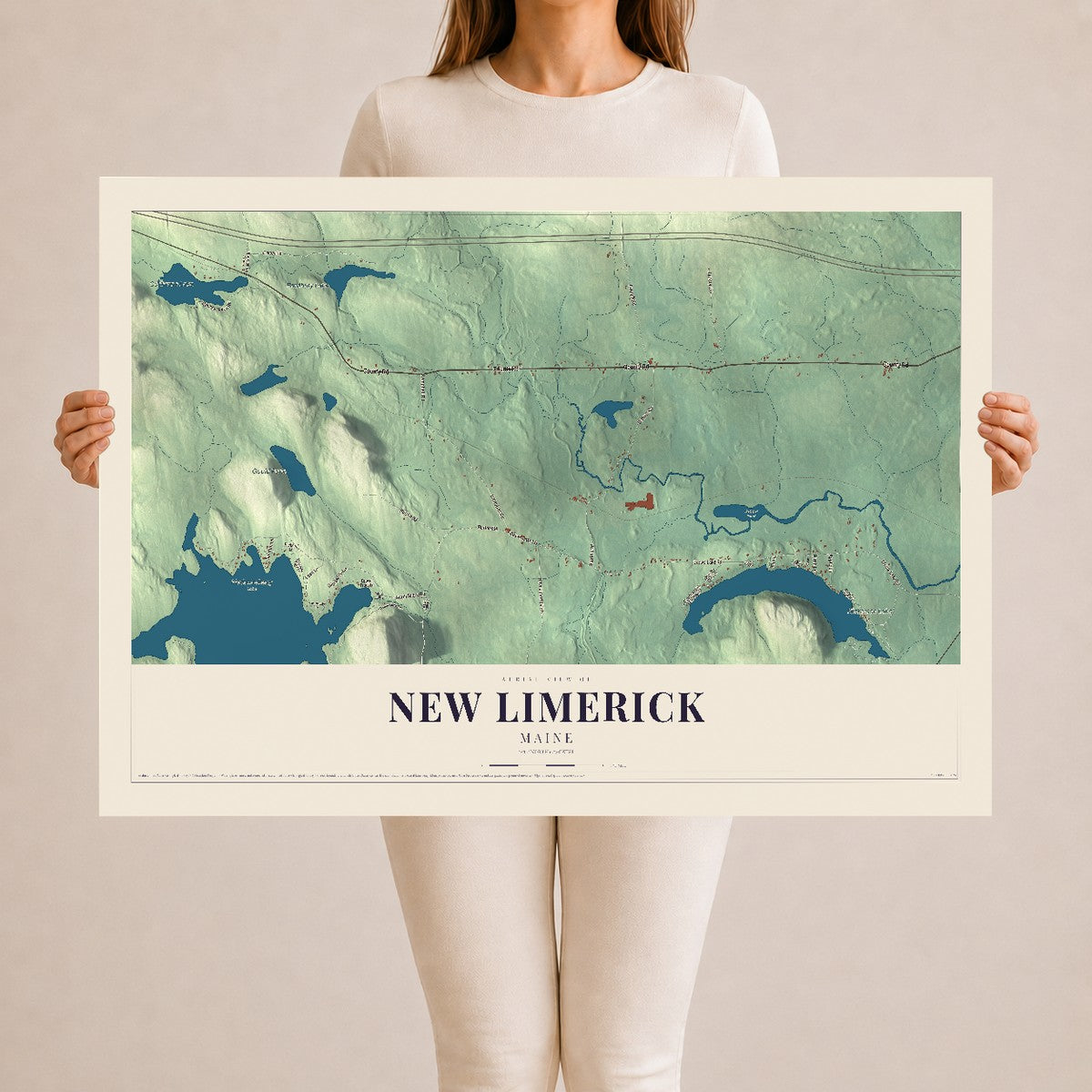 New Limerick, Maine map print - 24 x 36 archival matte print
