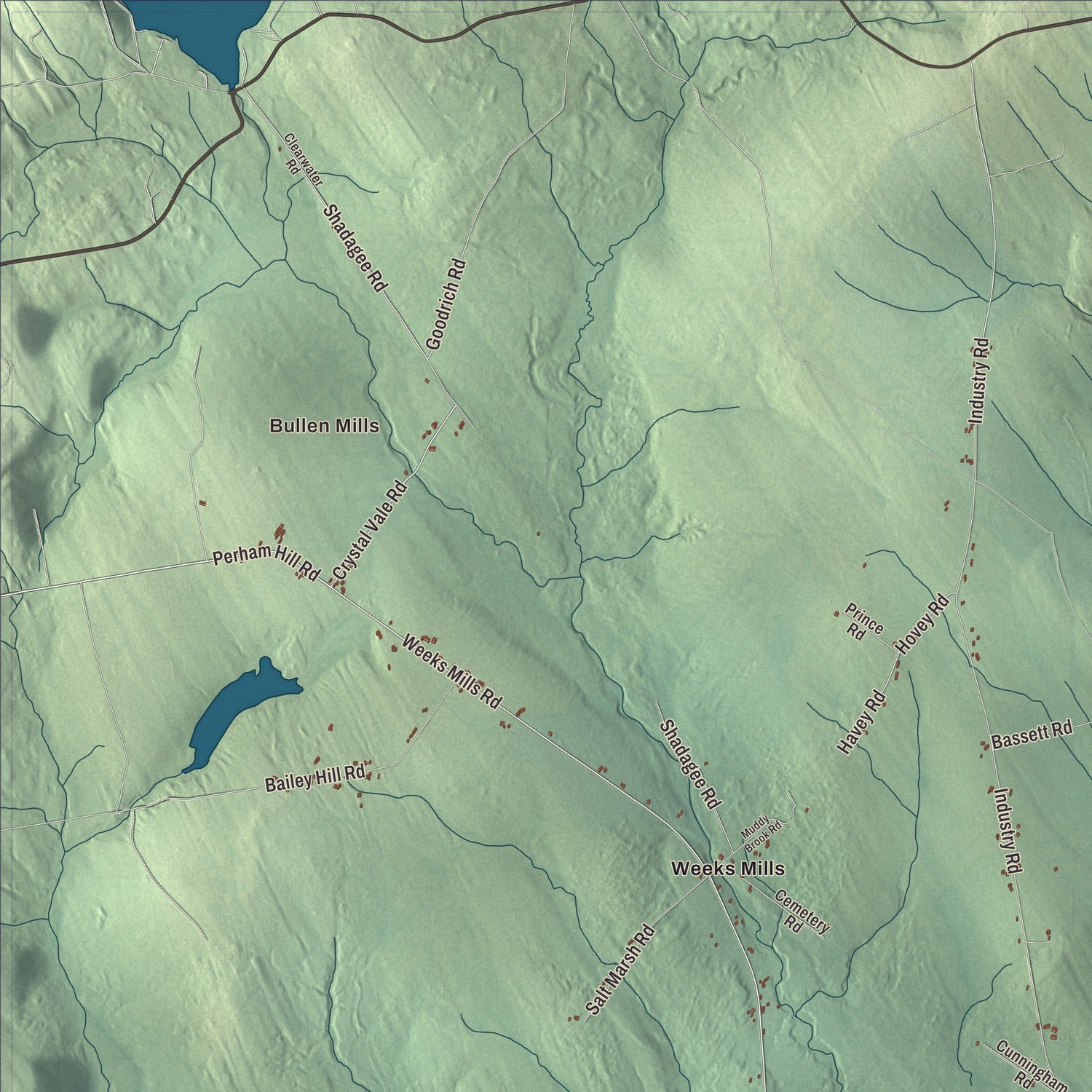 Street and neighborhood detail from the New Sharon, Maine map