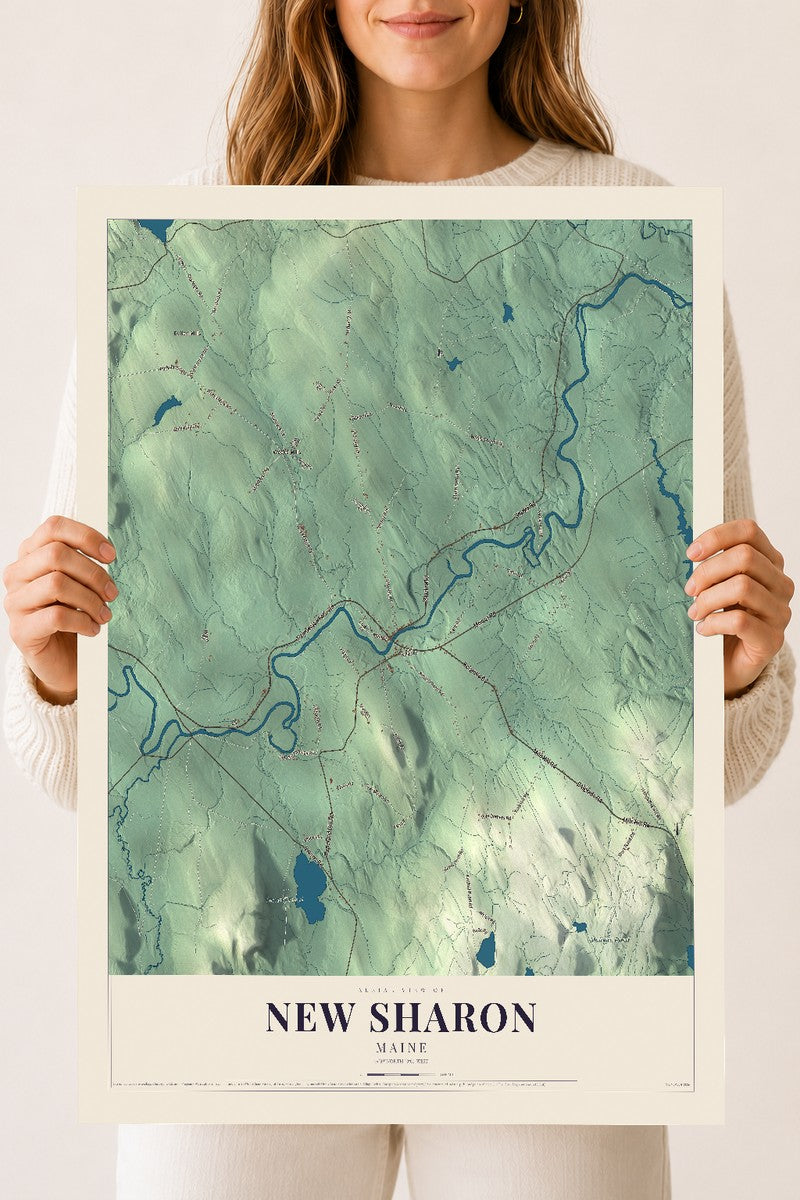 New Sharon, Maine map print - 18 x 24 archival matte print