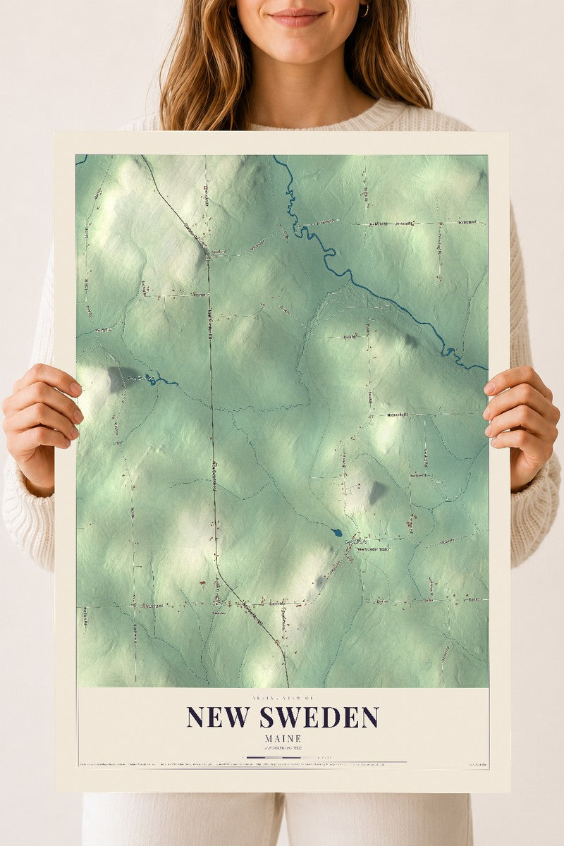 New Sweden, Maine map print - 18 x 24 archival matte print