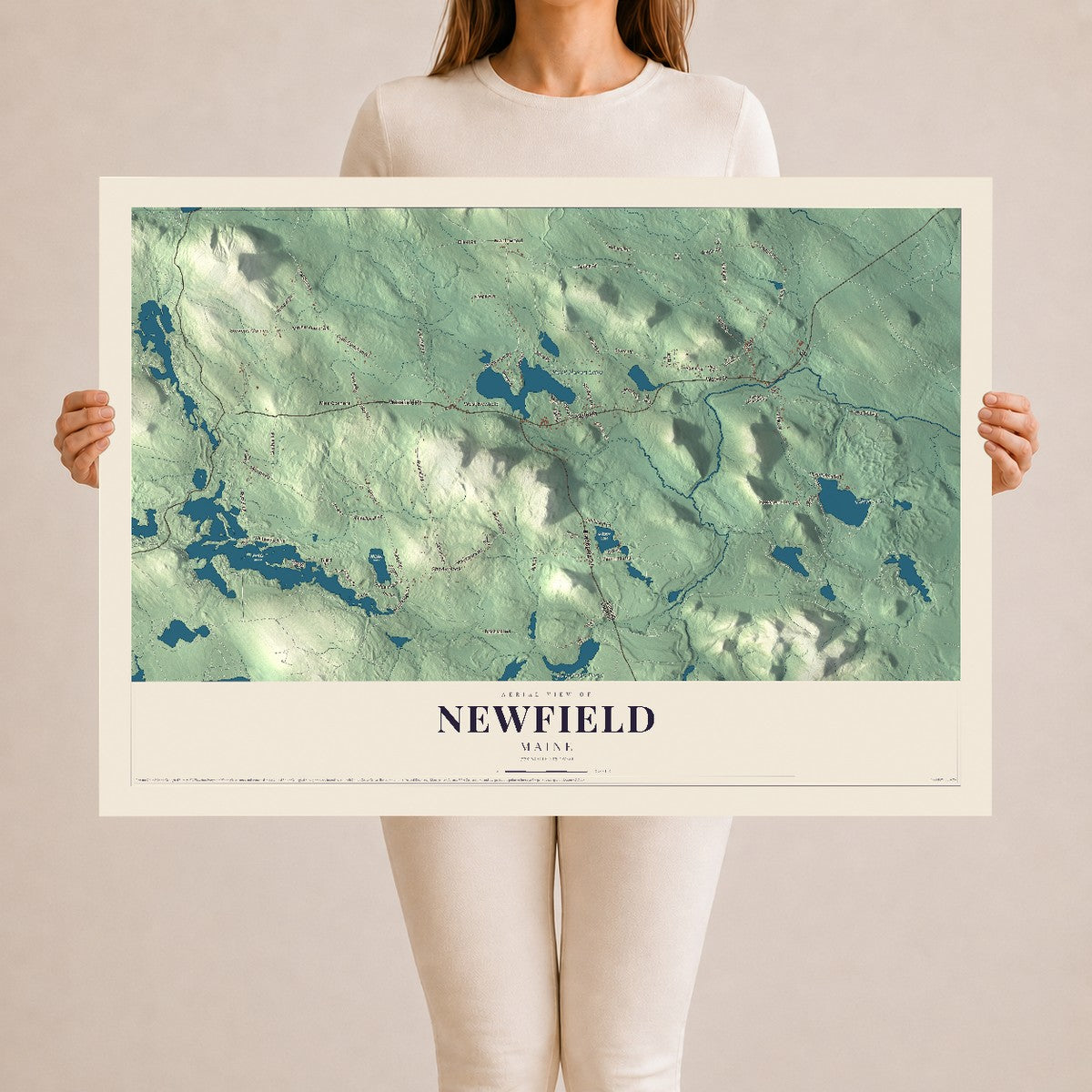 Newfield, Maine map print - 24 x 36 archival matte print