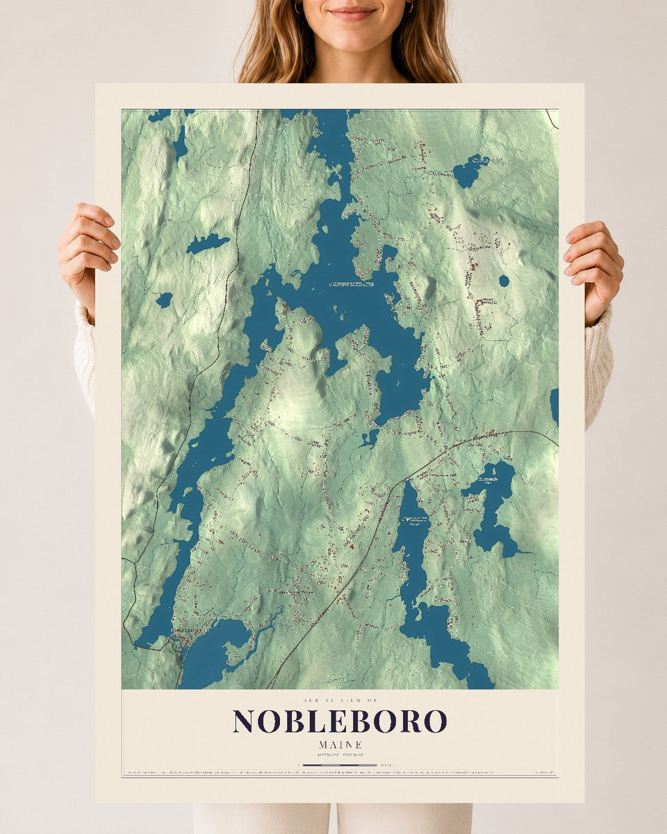 Nobleboro, Maine map print - 24 x 36 archival matte print