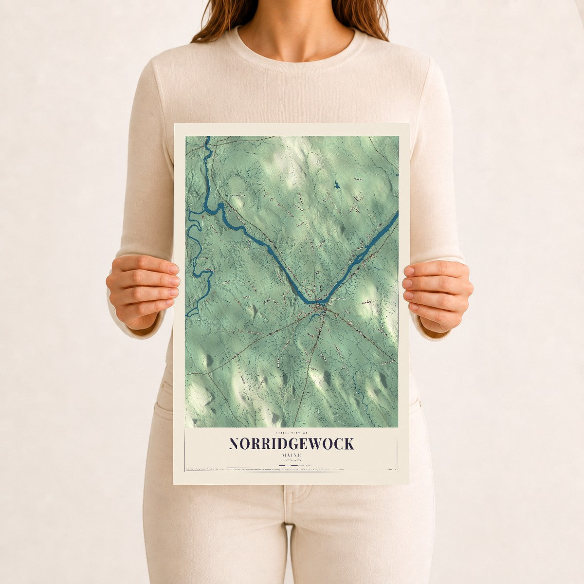 Norridgewock, Maine map print - 12 x 18 archival matte print
