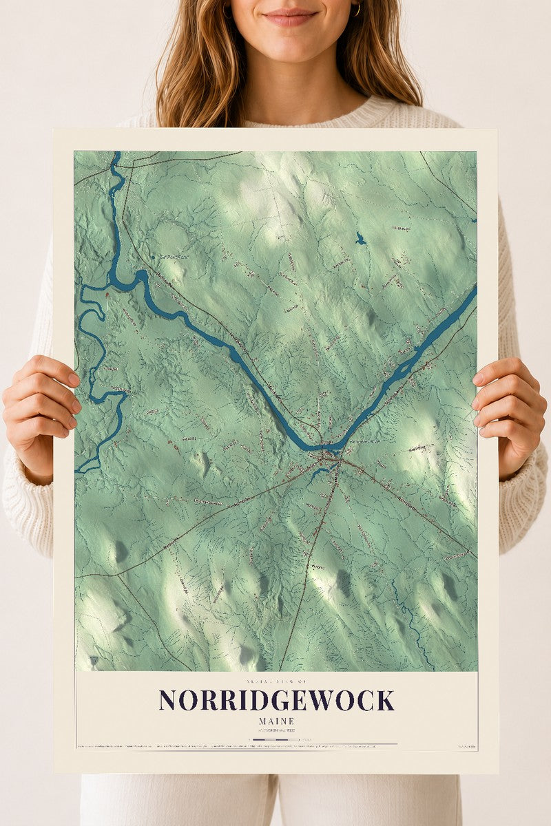 Norridgewock, Maine map print - 18 x 24 archival matte print