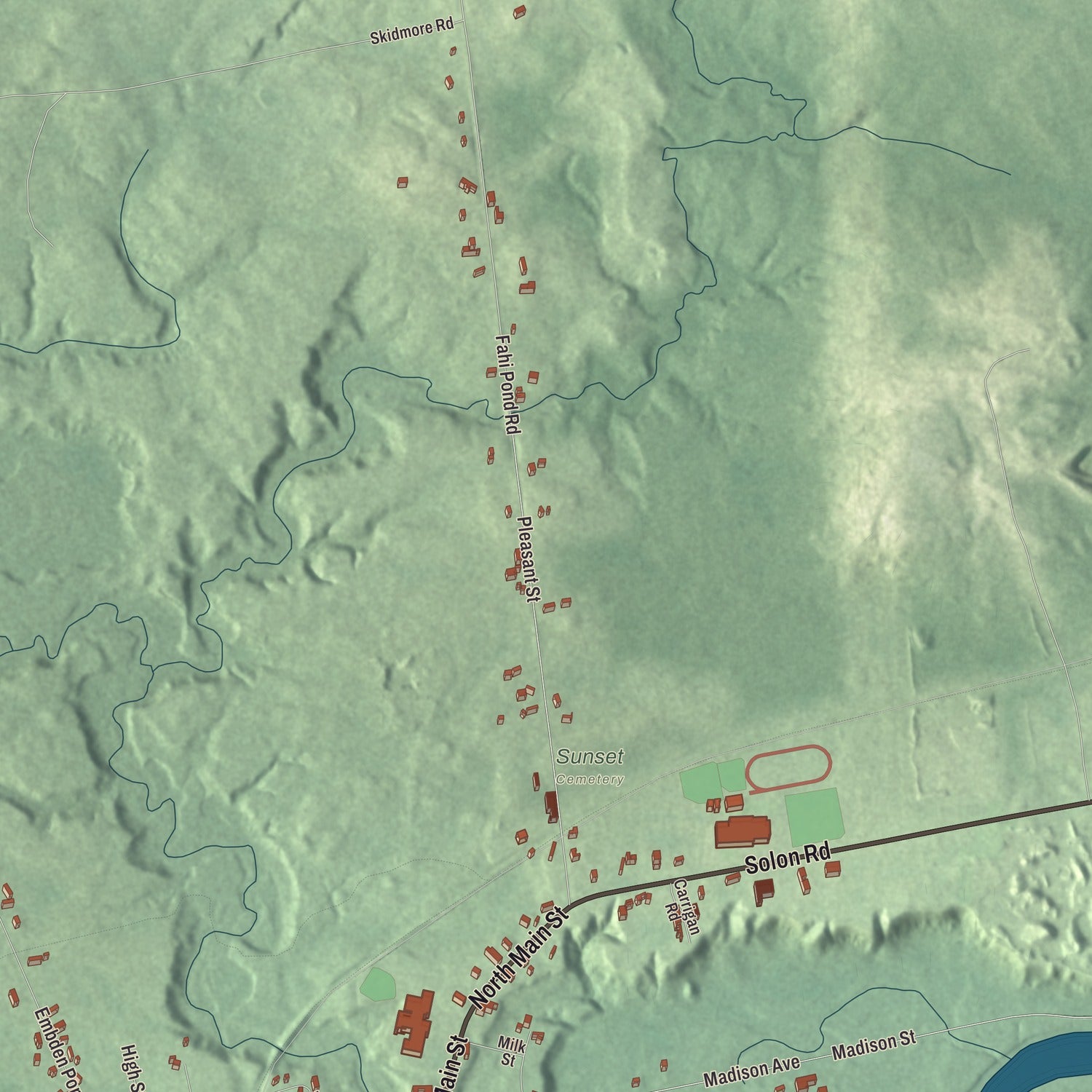 Terrain and local geography detail from the North Anson, Maine map