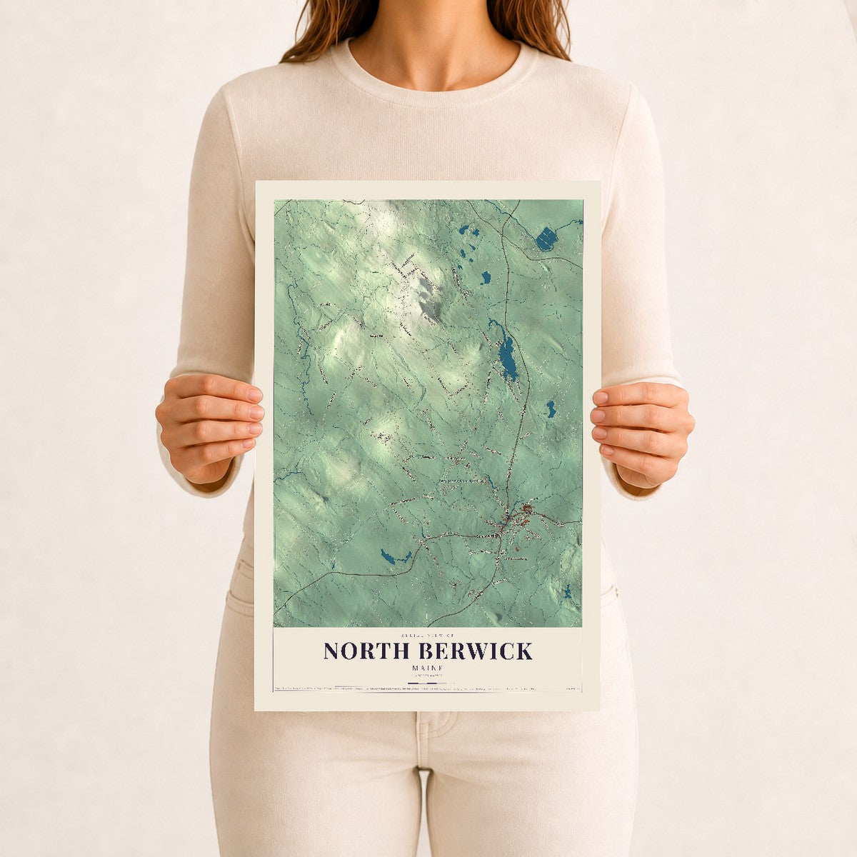 North Berwick, Maine map print - 12 x 18 archival matte print