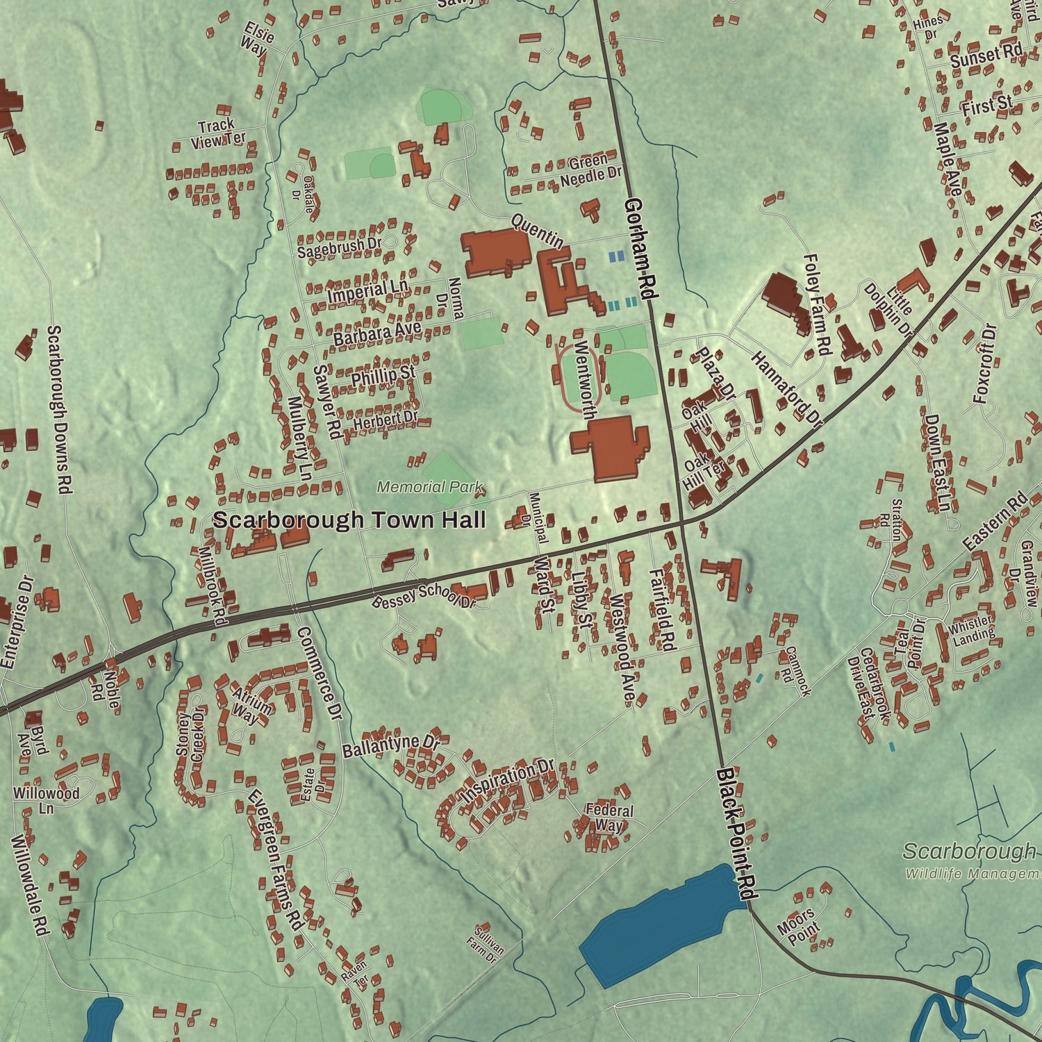 Street and neighborhood detail from the Oak Hill, Maine map