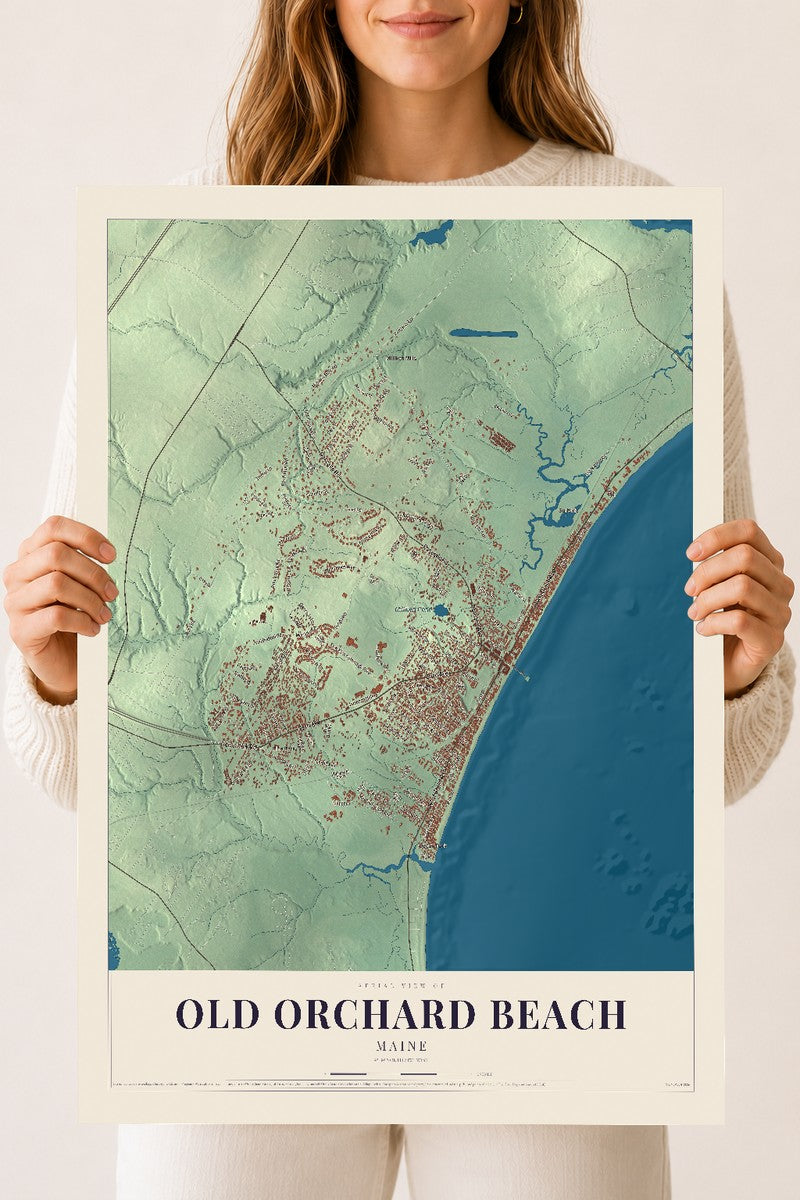 Old Orchard Beach, Maine map print - 18 x 24 archival matte print