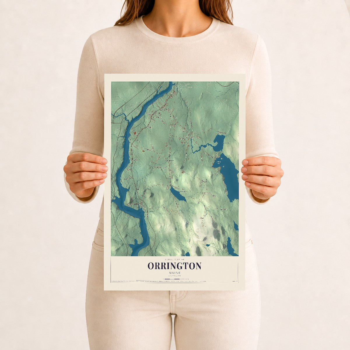 Orrington, Maine map print - 12 x 18 archival matte print
