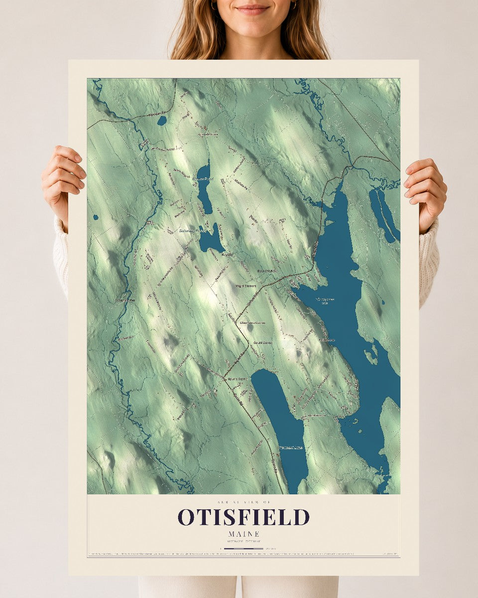 Otisfield, Maine map print - 24 x 36 archival matte print