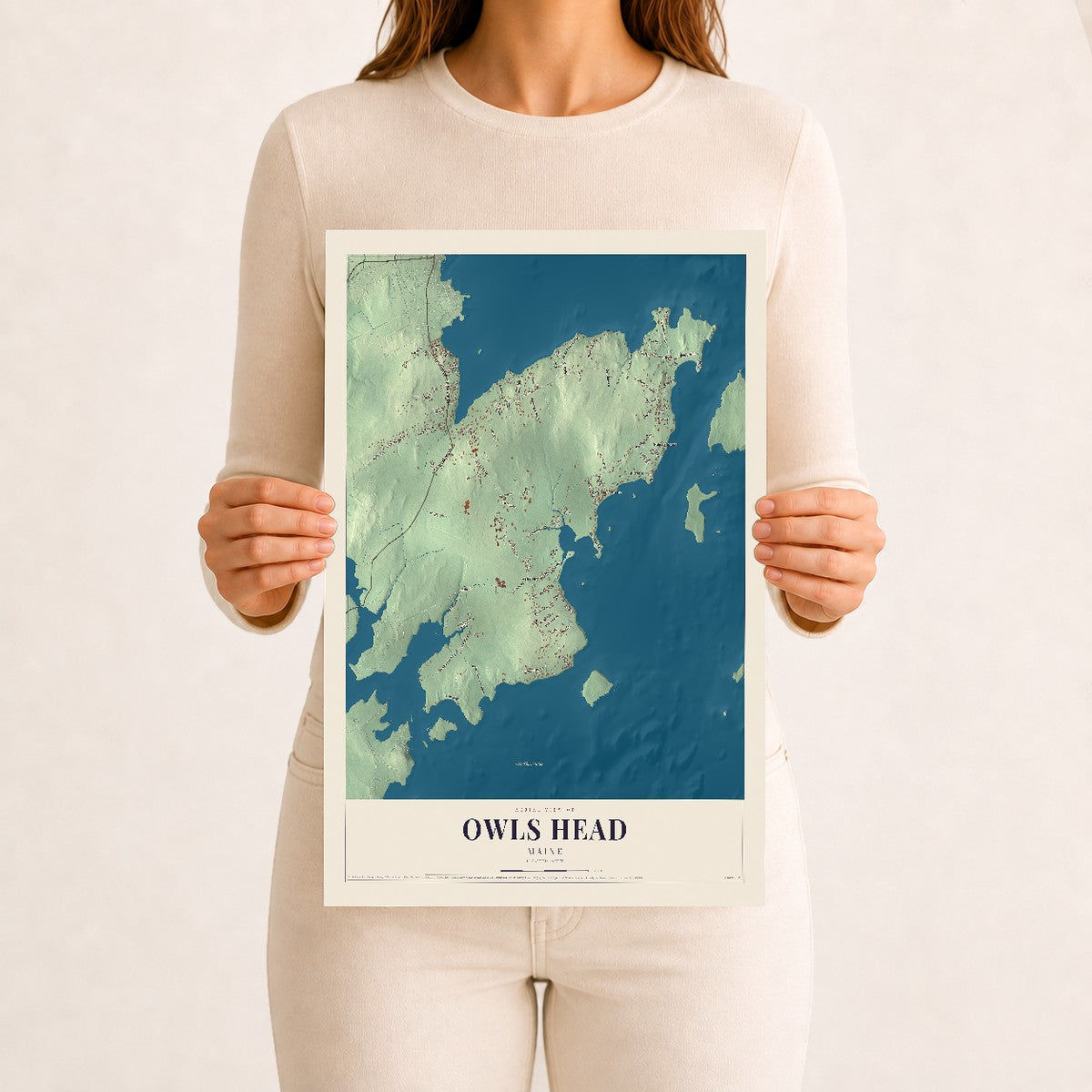Owls Head, Maine map print - 12 x 18 archival matte print
