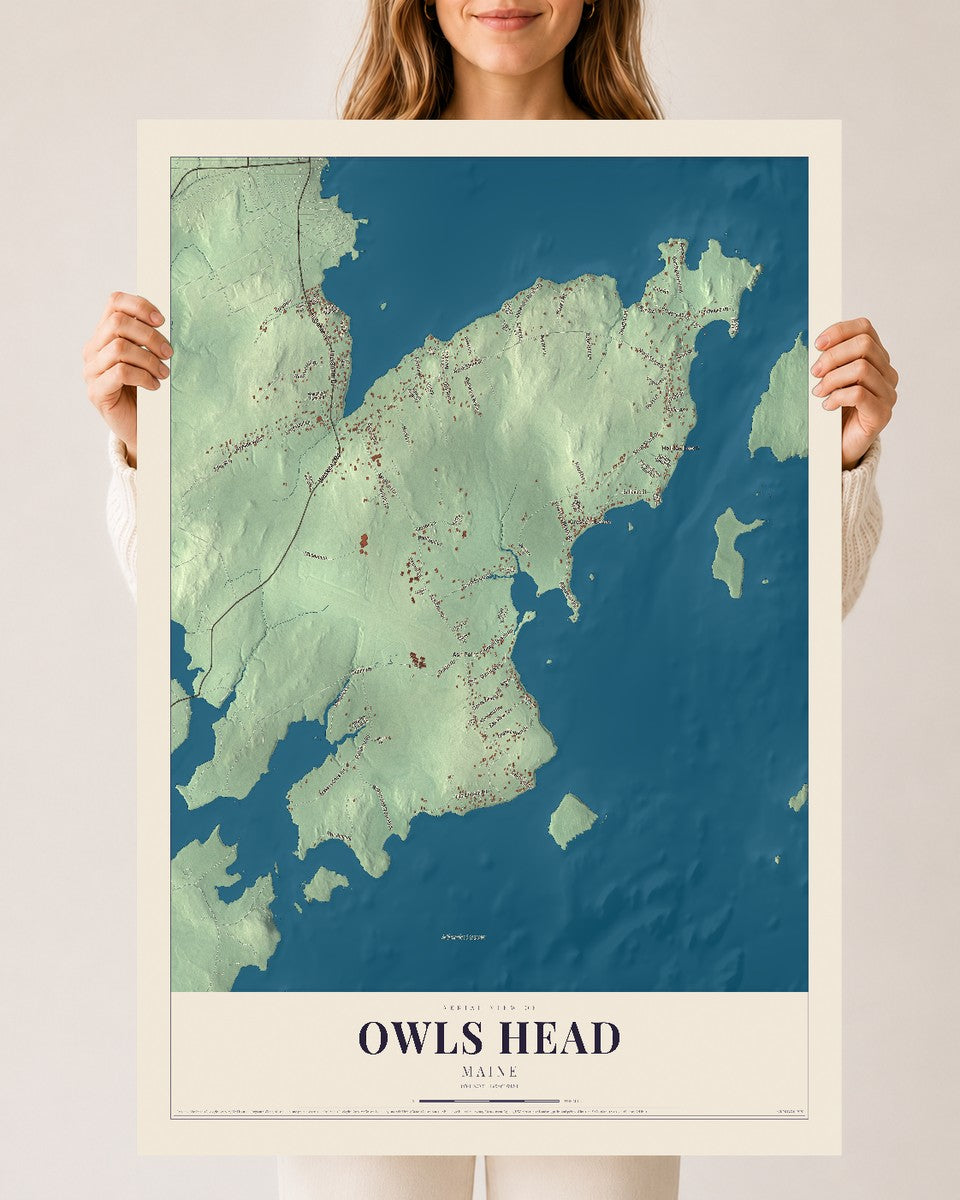 Owls Head, Maine map print - 24 x 36 archival matte print