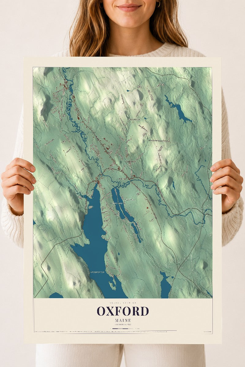 Oxford, Maine map print - 18 x 24 archival matte print