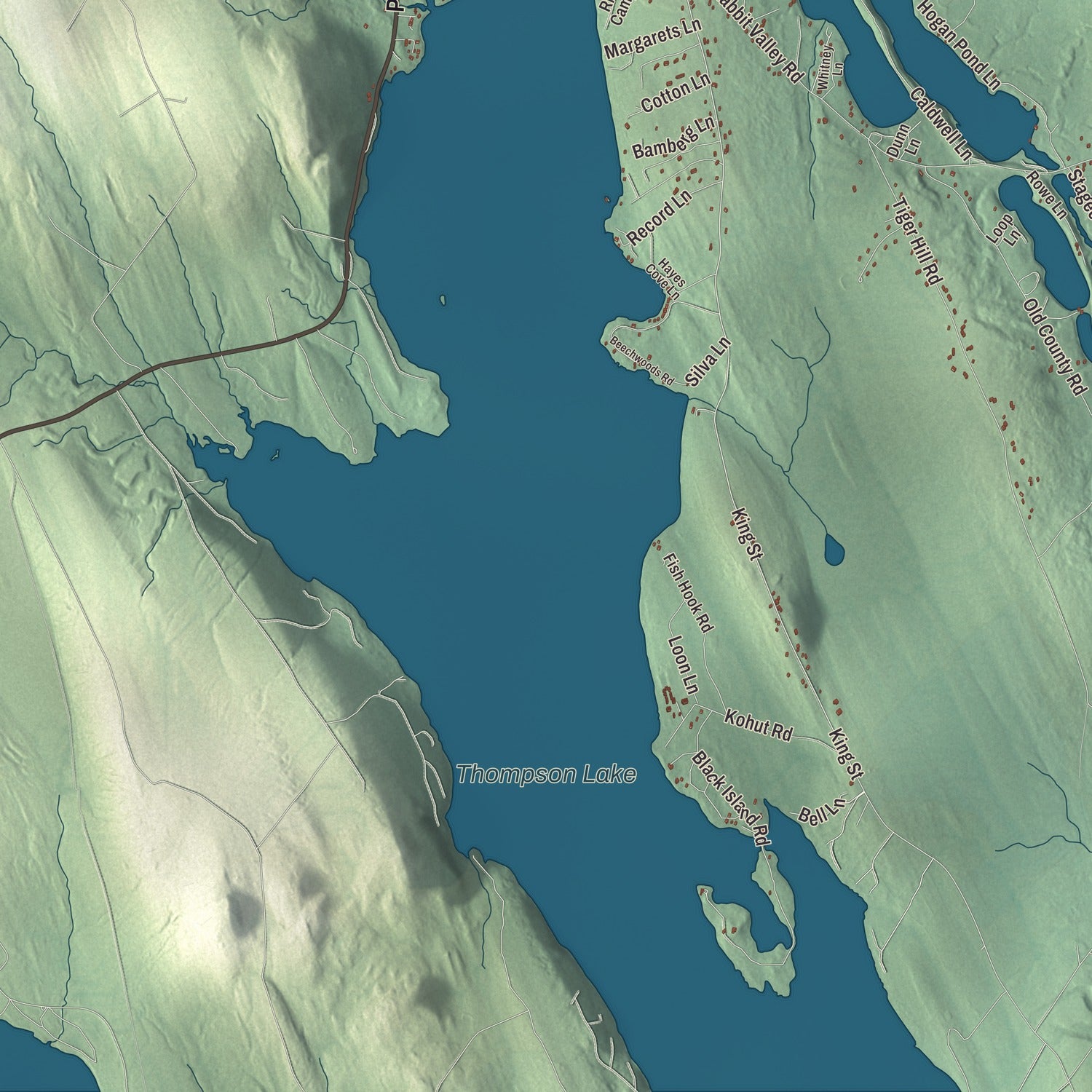 Terrain and local geography detail from the Oxford, Maine map
