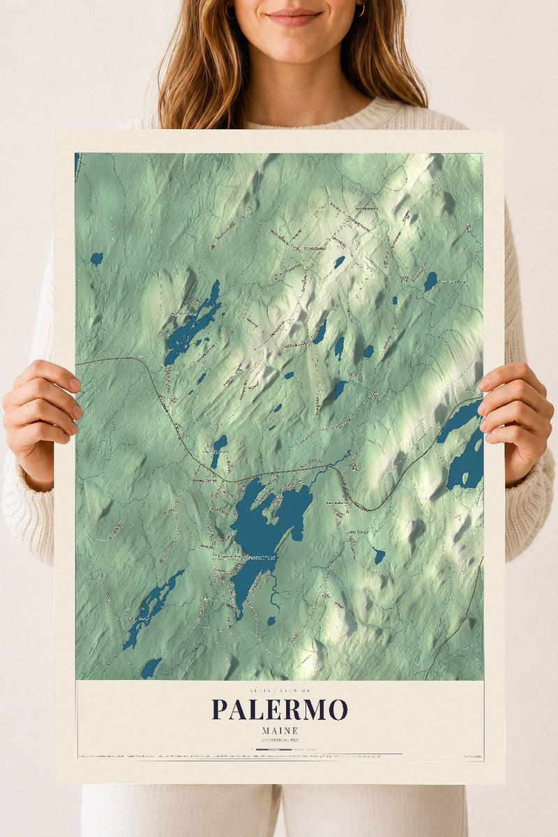 Palermo, Maine map print - 18 x 24 archival matte print