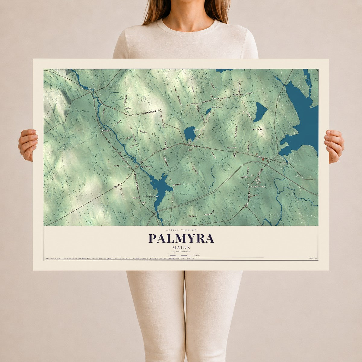 Palmyra, Maine map print - 24 x 36 archival matte print