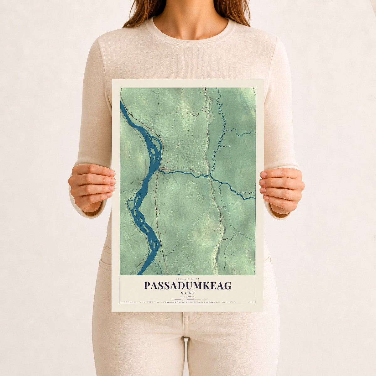 Passadumkeag, Maine map print - 12 x 18 archival matte print