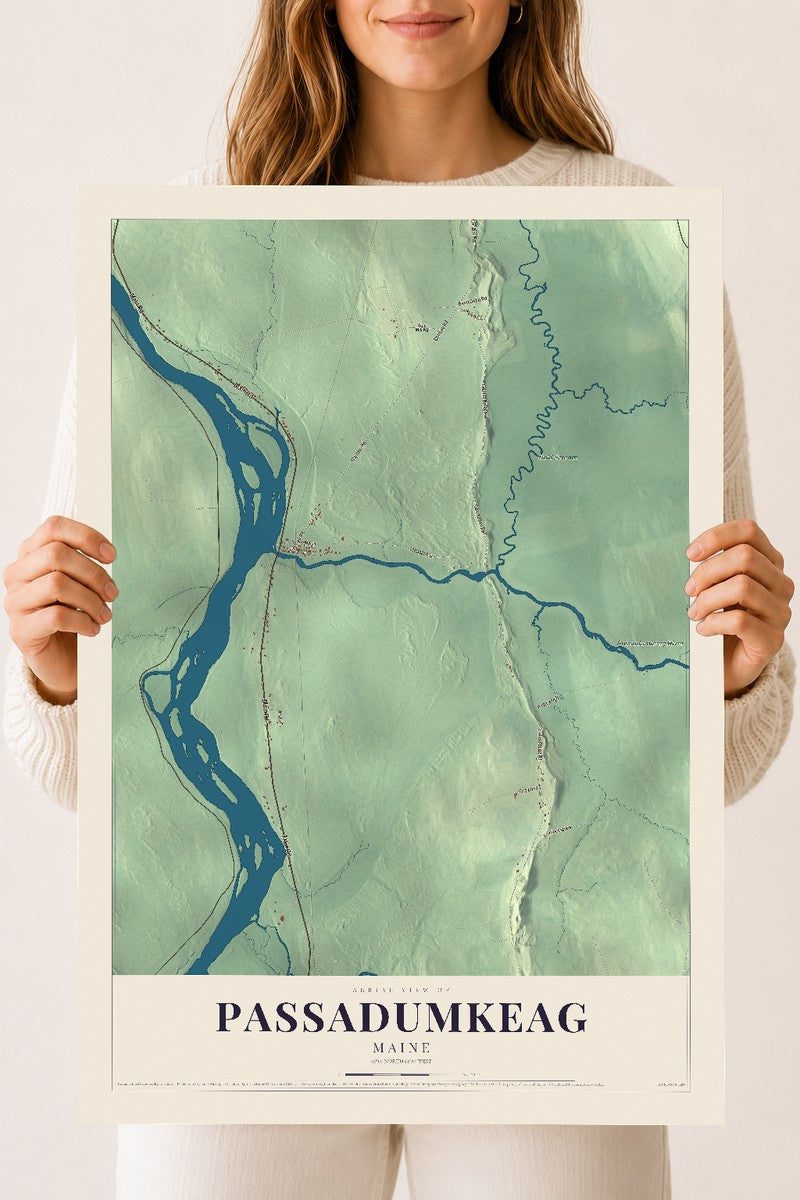 Passadumkeag, Maine map print - 18 x 24 archival matte print