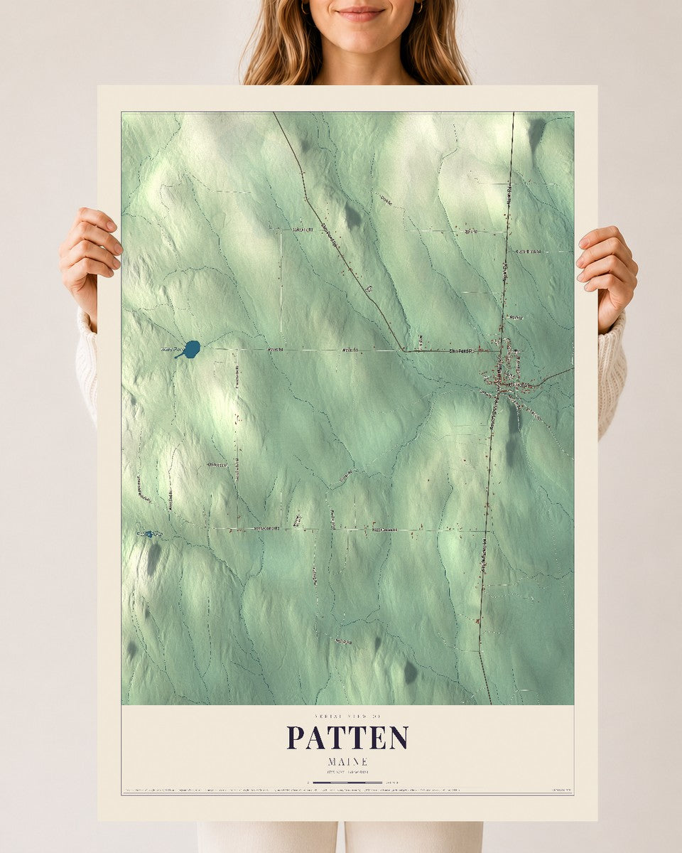 Patten, Maine map print - 24 x 36 archival matte print