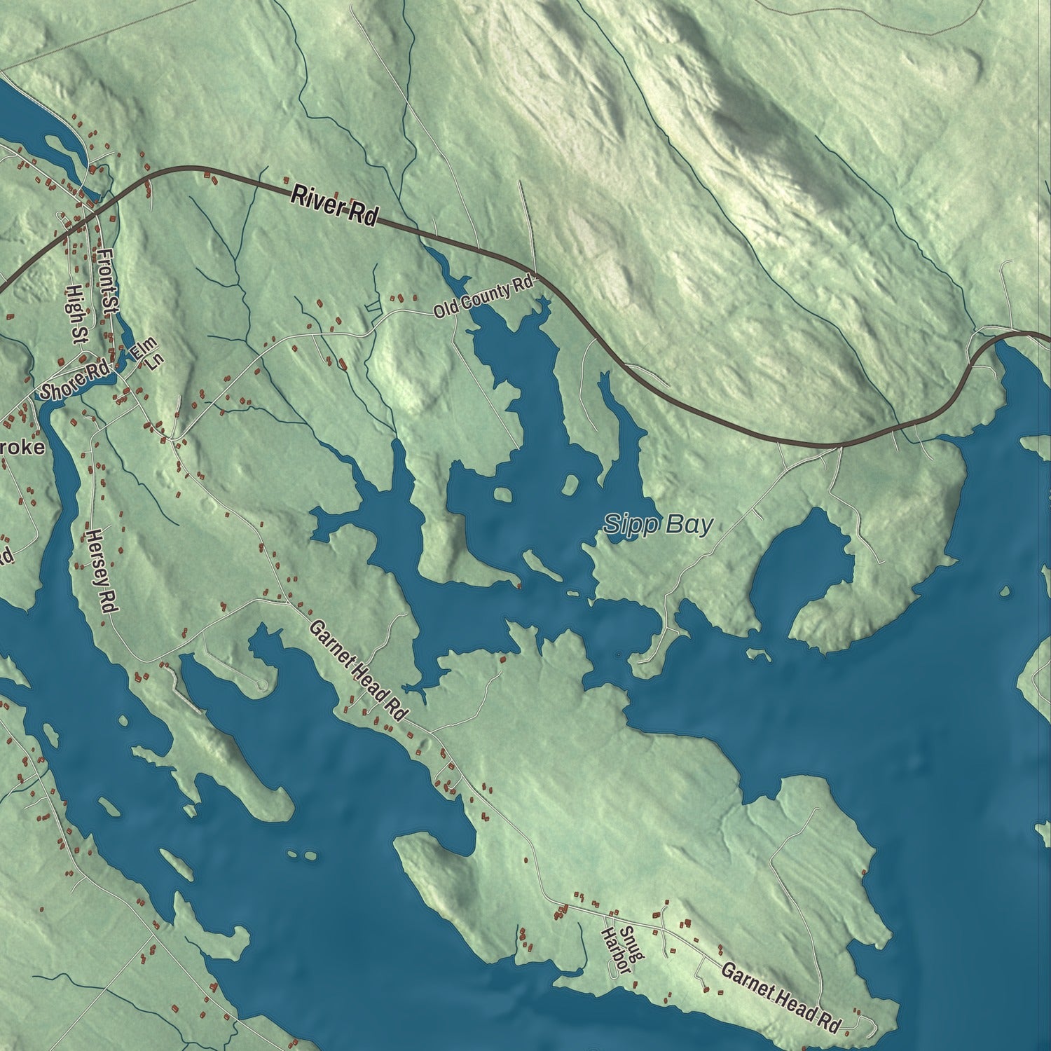 Terrain and local geography detail from the Pembroke, Maine map