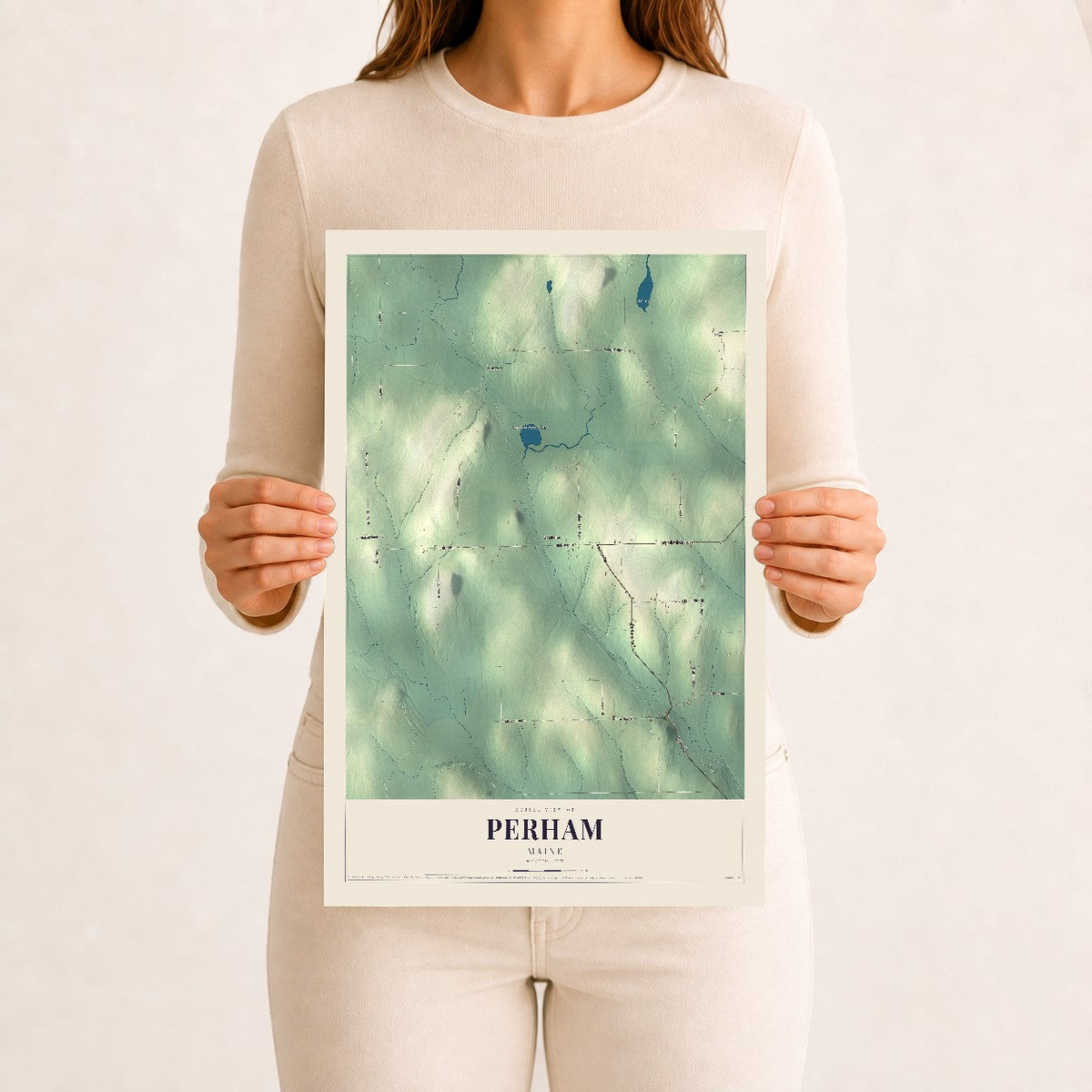 Perham, Maine map print - 12 x 18 archival matte print