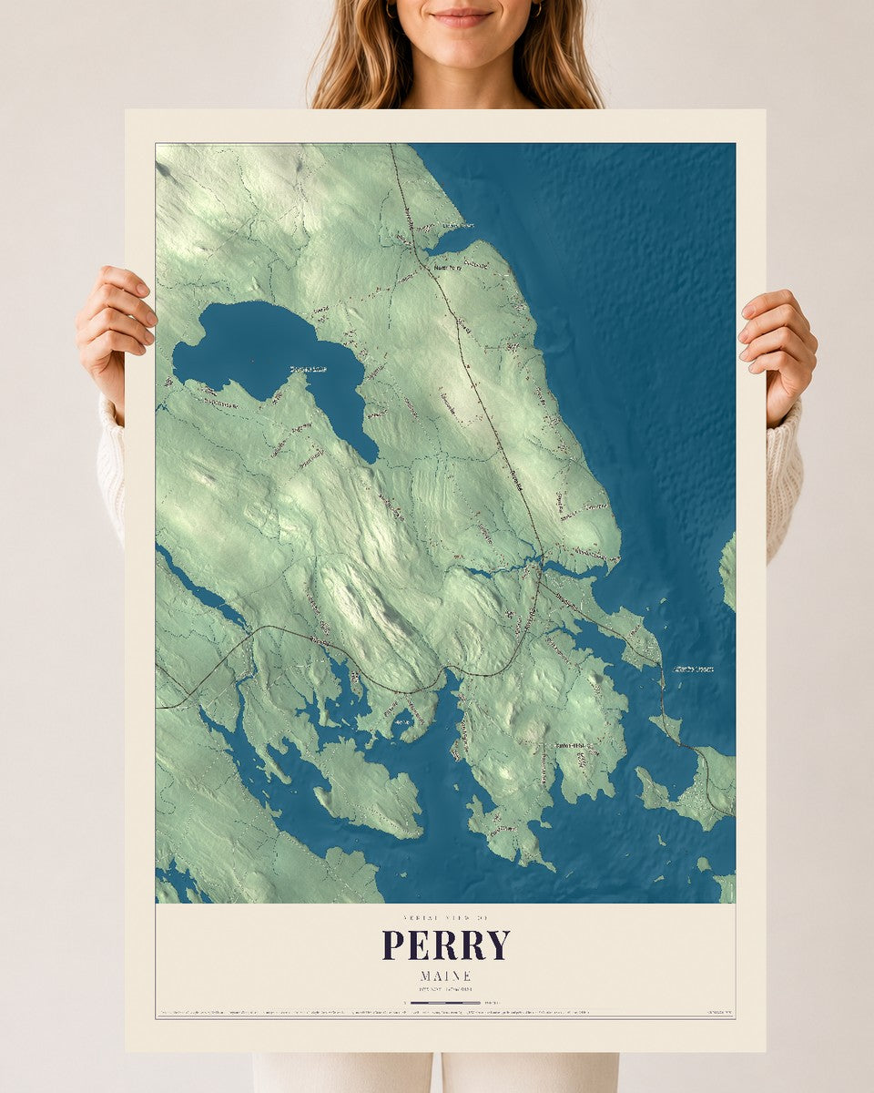 Perry, Maine map print - 24 x 36 archival matte print