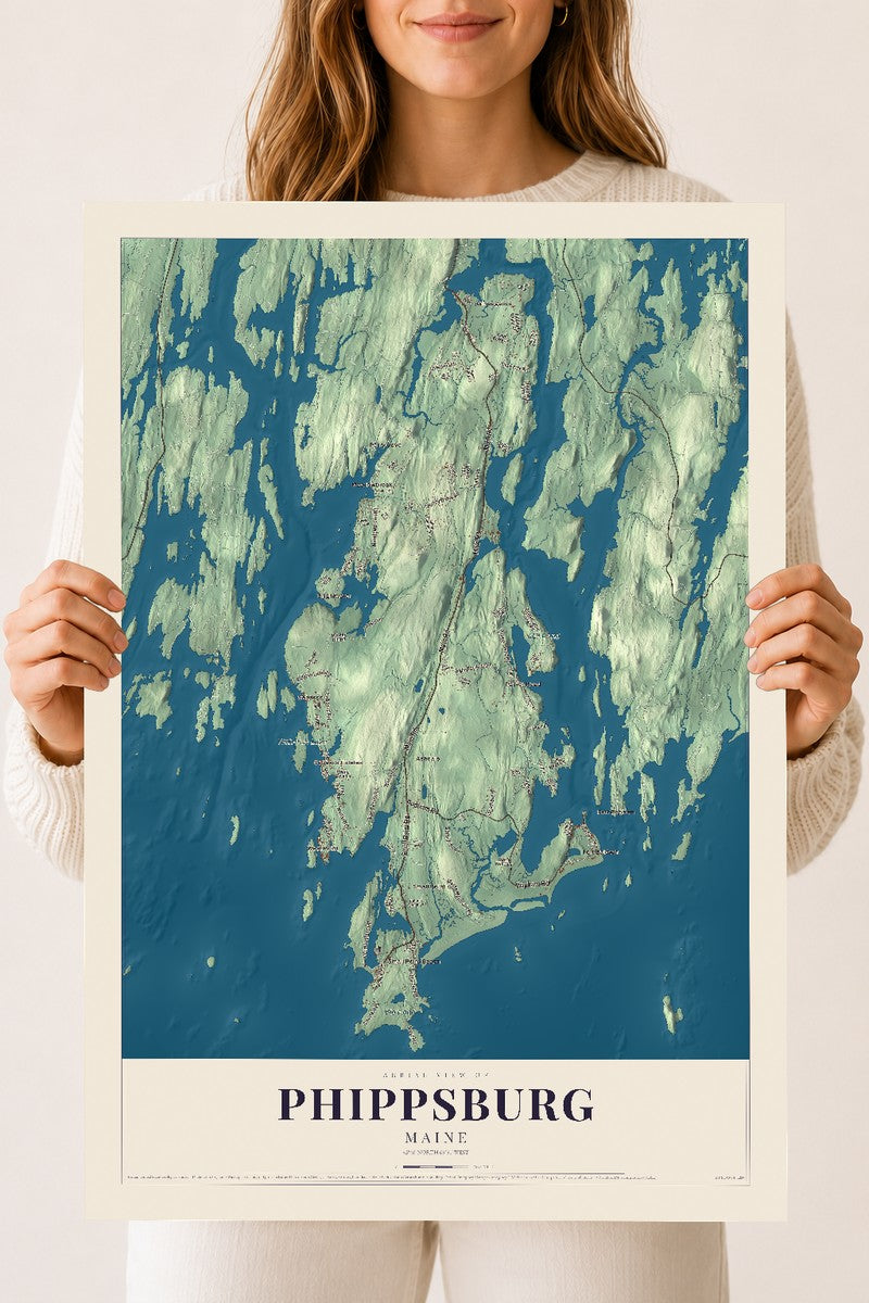 Phippsburg, Maine map print - 18 x 24 archival matte print