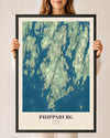 Map of Phippsburg, Maine, 24 x 36 inch print in a black wood frame