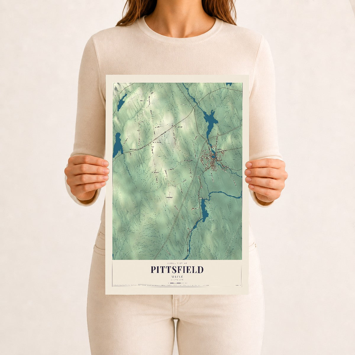 Pittsfield, Maine map print - 12 x 18 archival matte print