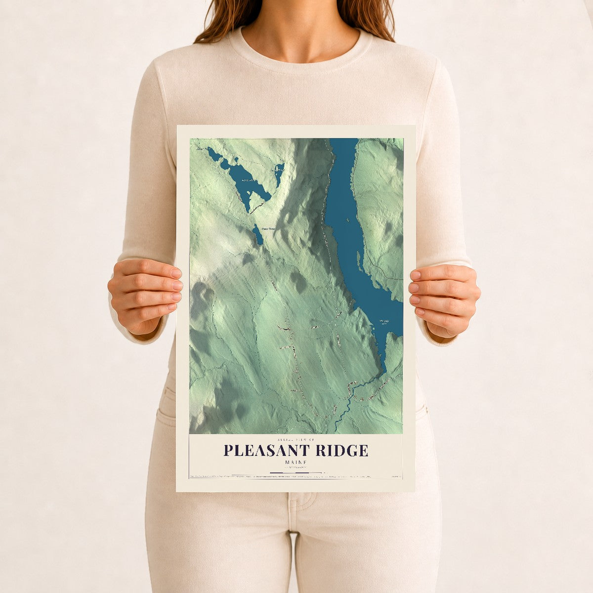 Pleasant Ridge, Maine map print - 12 x 18 archival matte print