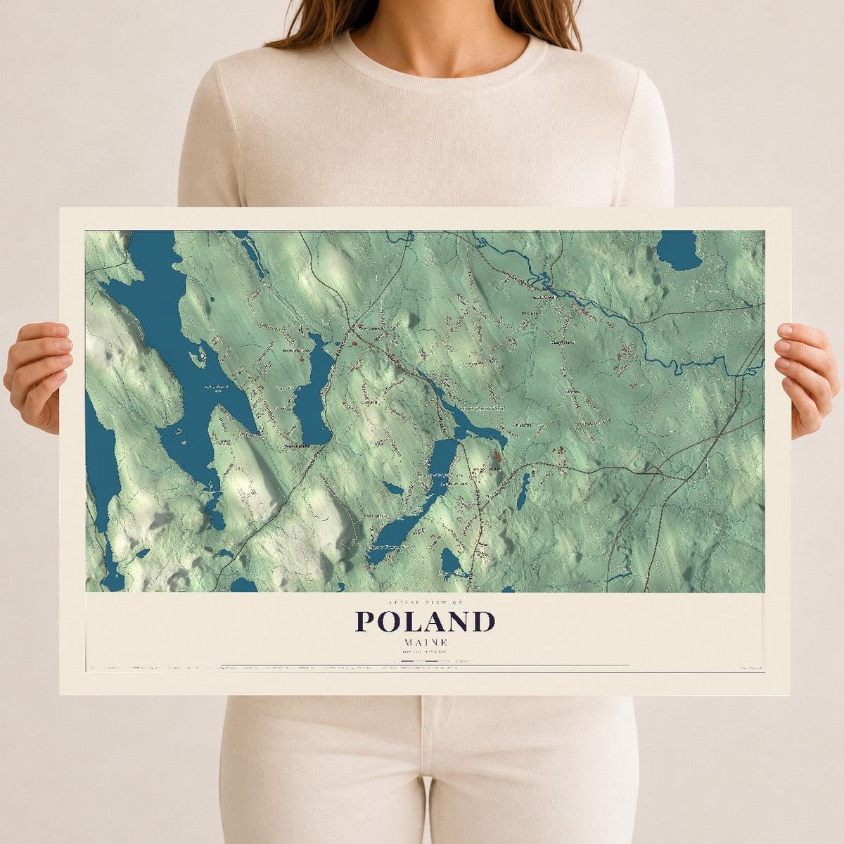 Poland, Maine map print - 12 x 18 archival matte print