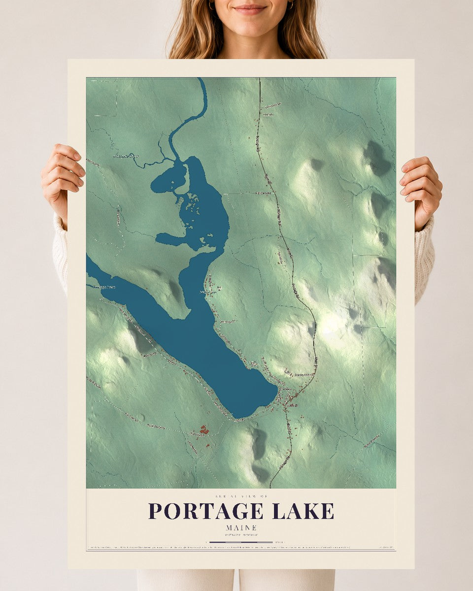 Portage Lake, Maine map print - 24 x 36 archival matte print