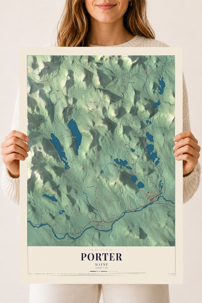 Porter, Maine map print - 18 x 24 archival matte print