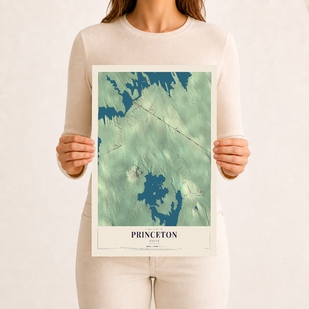 Princeton, Maine map print - 12 x 18 archival matte print