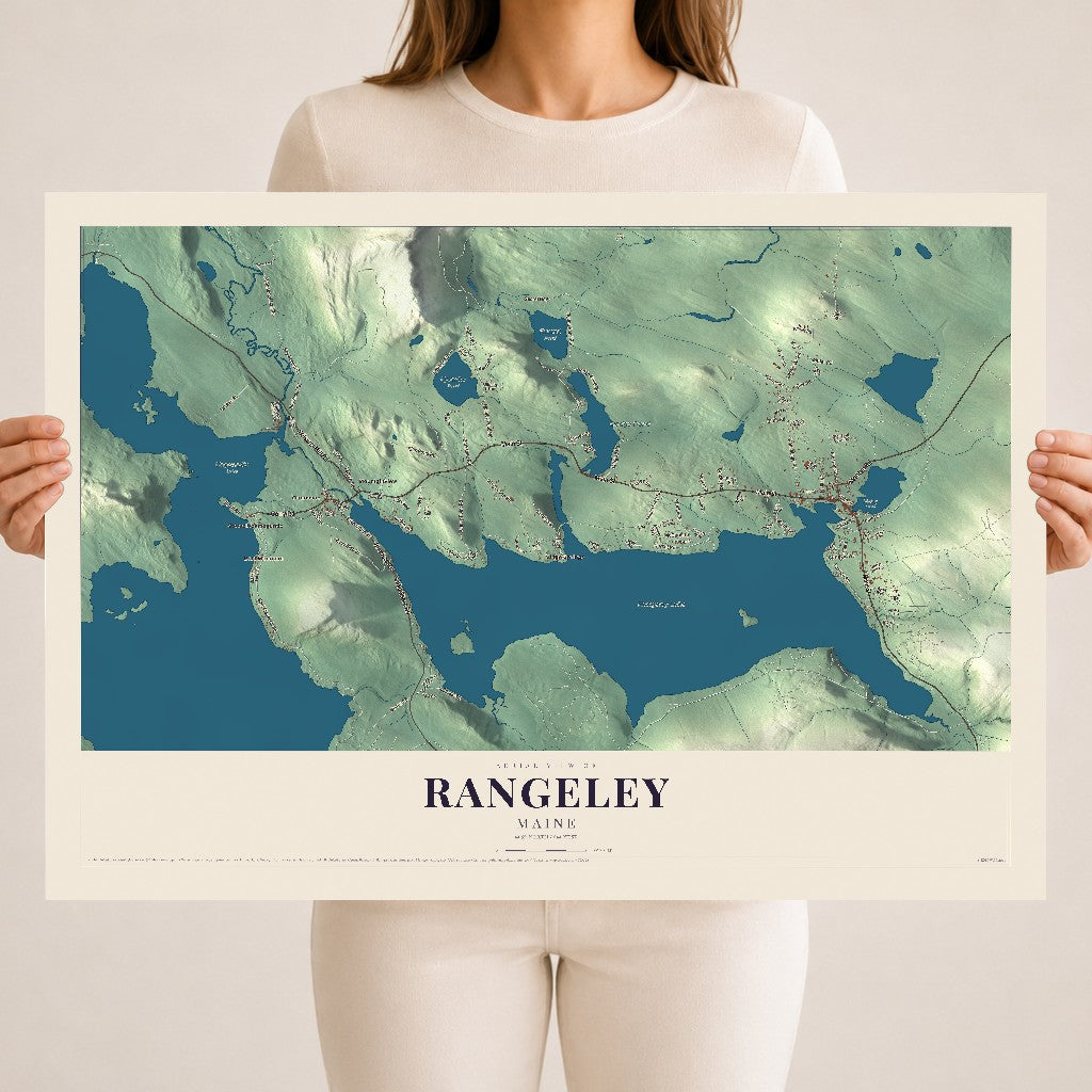 Rangeley, Maine map print - 18 x 24 archival matte print