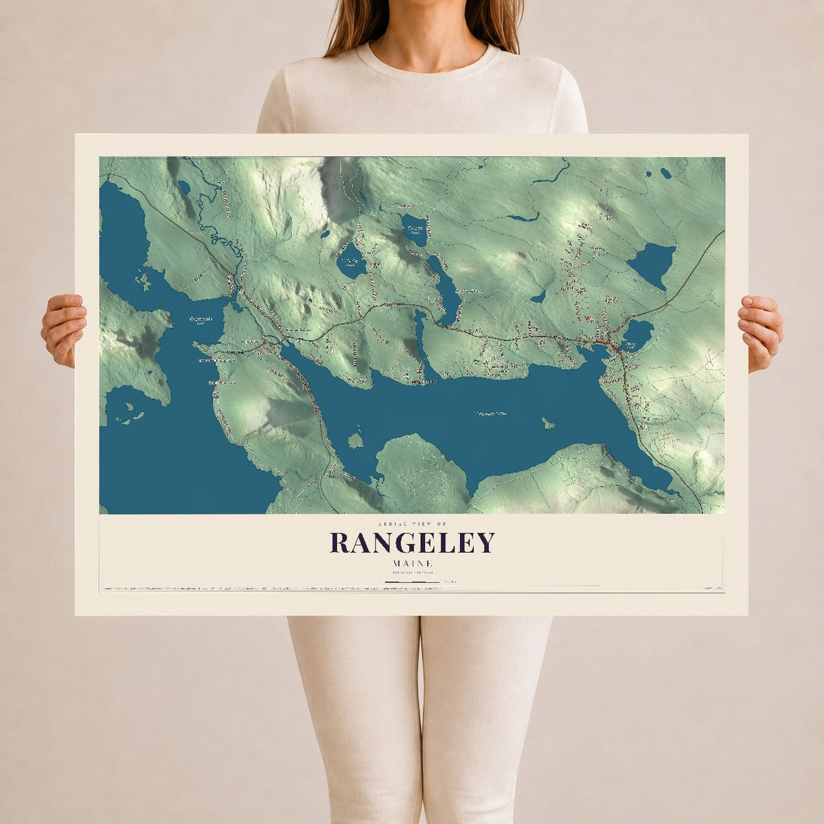 Rangeley, Maine map print - 24 x 36 archival matte print